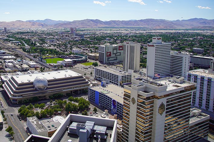 skyline of Reno shows city