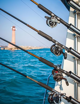 fishing reels on boat