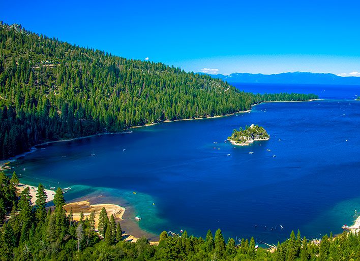 lake tahoe's blue waters and emerald bay