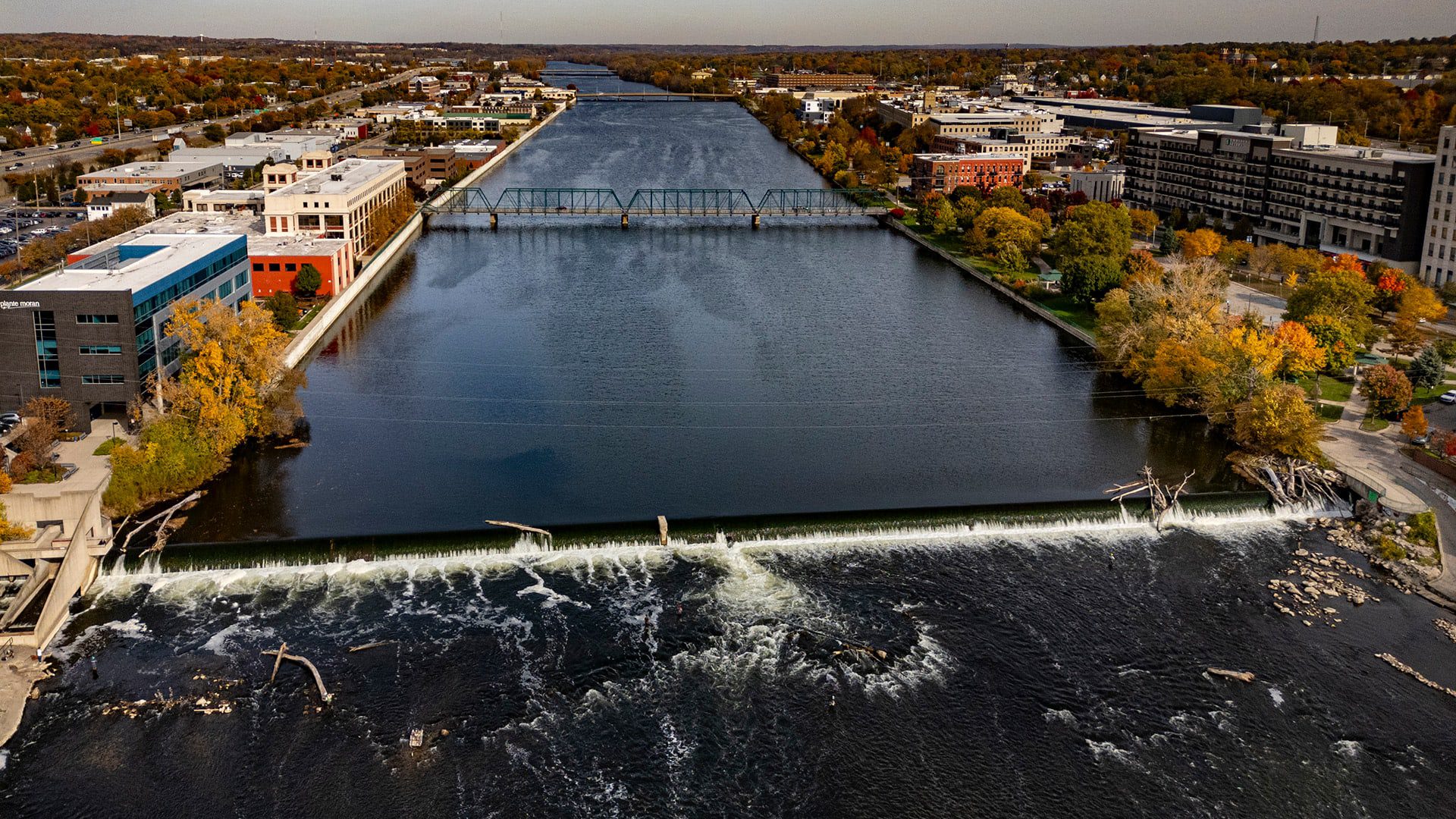 Aerial view of Grand Rapids river