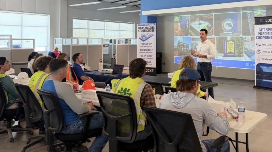 Company representative giving a presentation to students