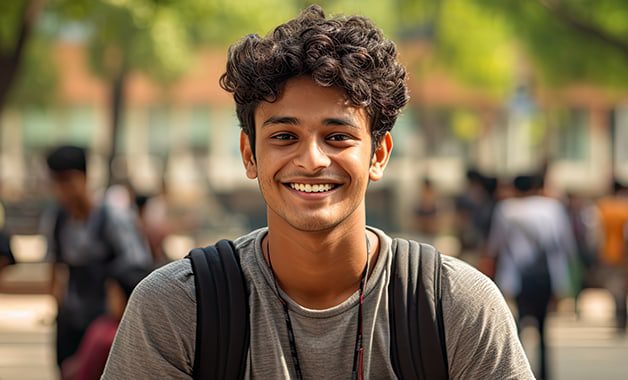 Smiling student on college campus