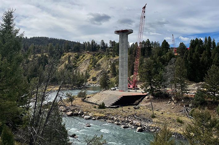bridge built over Yellowstone River