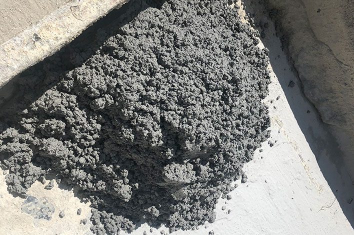 dry, uncured concrete
