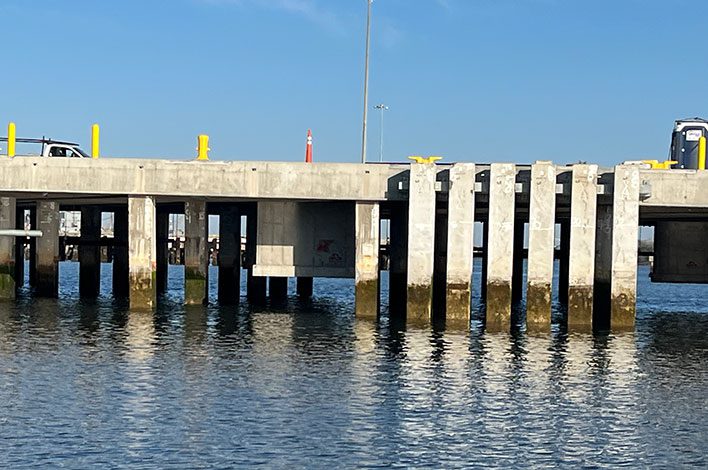 Illustrates precast concrete in pier