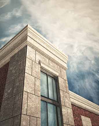 Architectural precast concrete panels give a building an elegant look.