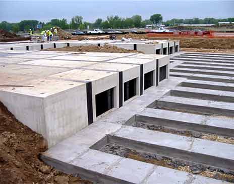 A massive stormwater system is installed on a project site.
