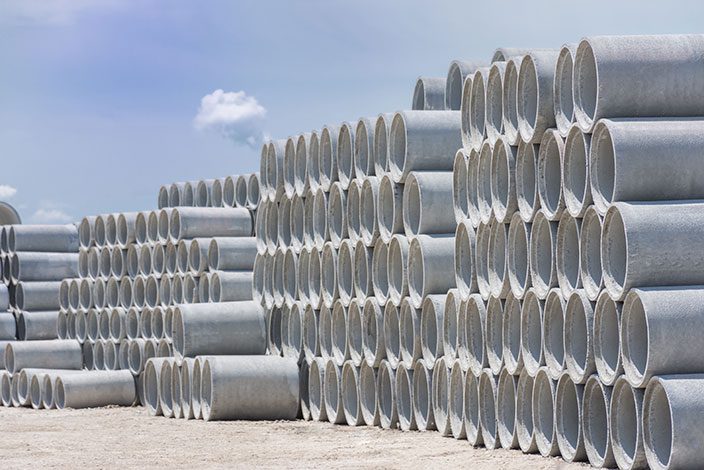 stacks of concrete pipe