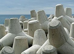 A pile of concrete structures