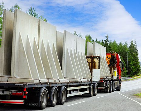Concrete structures on a semi truck bed